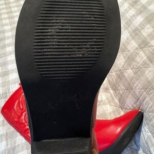 Red feaux leather cowgirl boots,